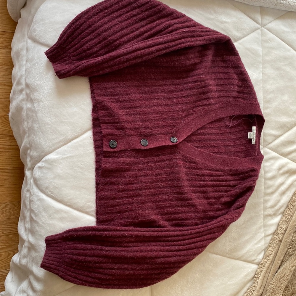 Worn once; burgundy cardigan cropped